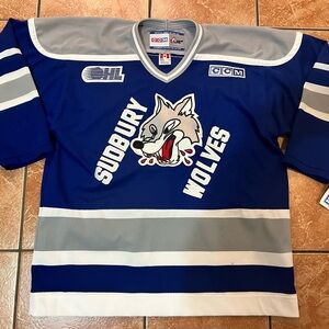 ULTRA RARE BRAND NEW W/TAGS Vintage 2000s CCM Sudbury Wolves OHL Hockey Jersey L